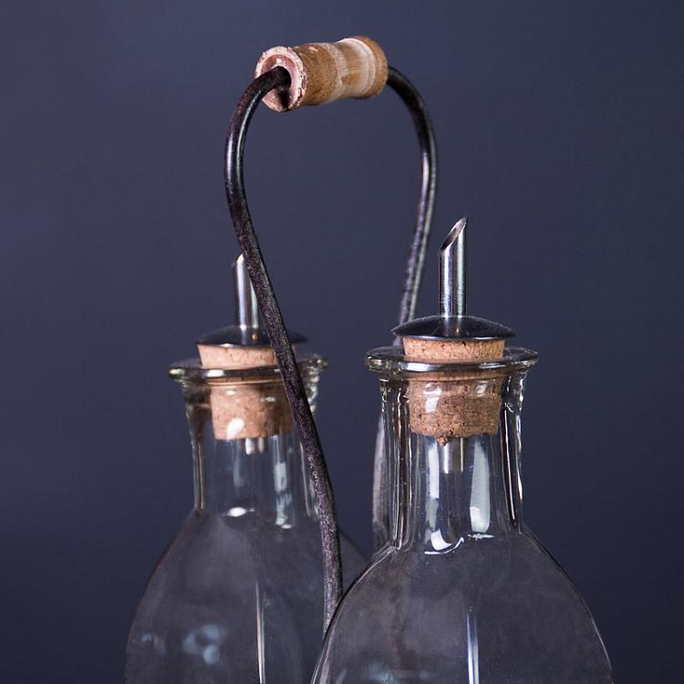 Набор из двух бутылок для масла и уксуса Бруклин состаренный металл Set Of 2 Brooklyn Oil And Vinegar Antic