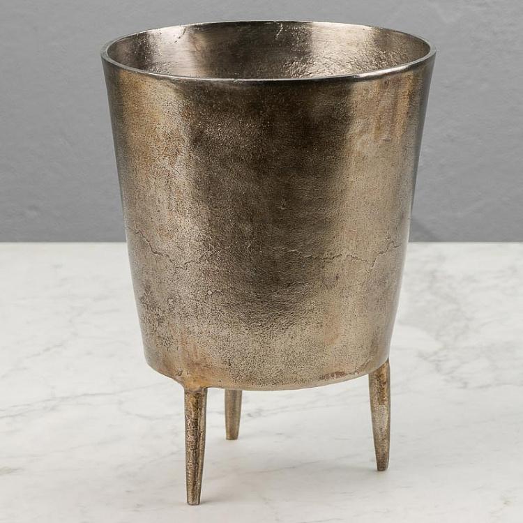 Ведро для льда из состаренного металла Wine Bucket On Stand Antique Silver