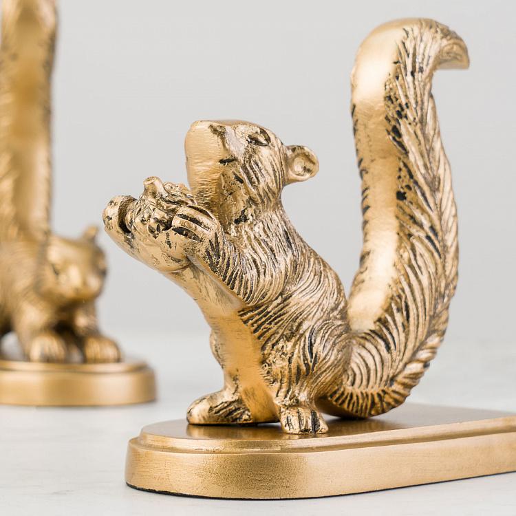 Набор из двух держателей для книг Золотистые белки Bookend Golden Squirrels
