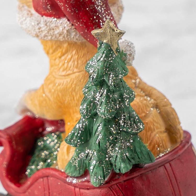 Новогодняя фигурка Рождественский тигр в санях Xmas Tiger In Sleigh Red/Orange/Green