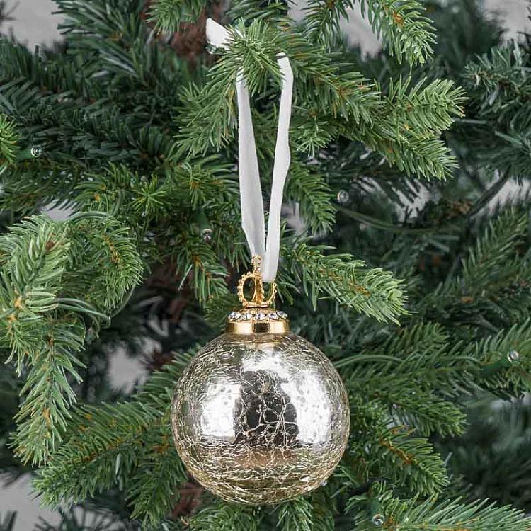 Ёлочная игрушка Золотистый стеклянный состаренный шар, S Aged Glass Ball Gold 8 cm