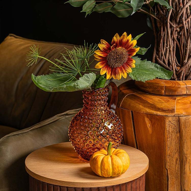 Янтарный кувшин Диамант  Pitcher Hobnail Amber Color Large