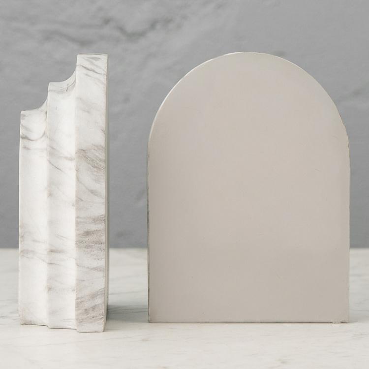 Набор из двух держателей для книг под мрамор Marble Look Bookends White Grey