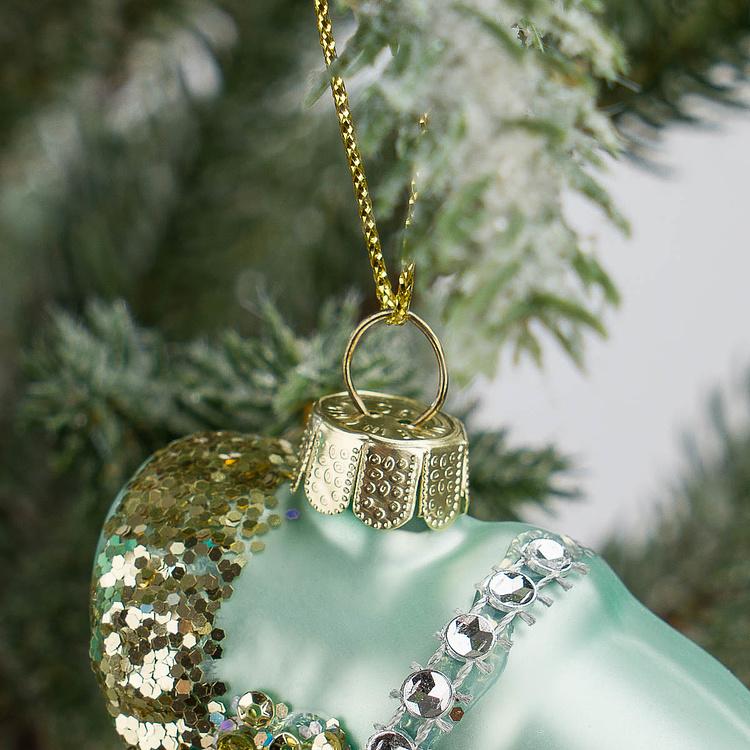 Набор из двух ёлочных игрушек Раковина и морской ёж Set Of 2 Glass Pearl Shells Urchin Blue Pink 10 cm