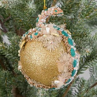 Jewel Snake Wrapped Around Ball Gold 13 cm