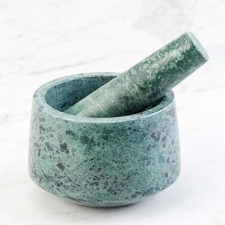 Ступка с пестиком из зелёного мрамора Green Marble Pestle And Mortar