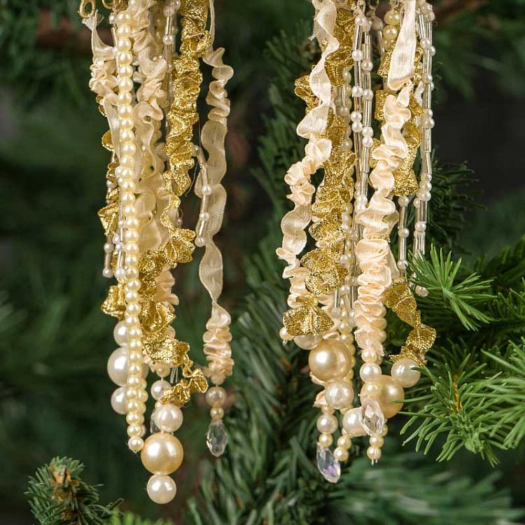 Набор из двух ёлочных игрушек Кремовая и золотая медузы Set Of 2 Jewel Jellyfish Cream Gold 18,5 cm