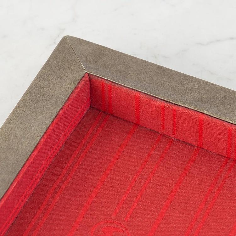 Поднос 1, кожа и красный жаккард Boxcar Leather Tray 1