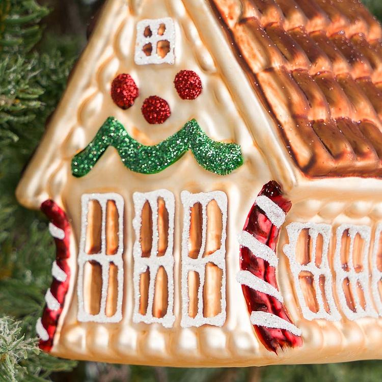 Ёлочная игрушка Бежевый пряничный домик House 13 cm