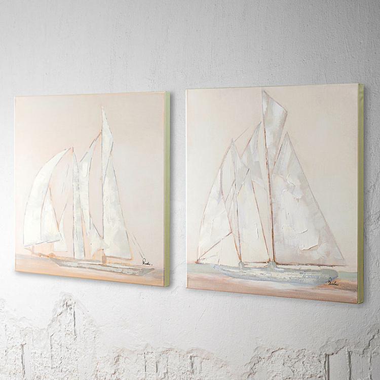 Картина диптих Морской бриз, акрил, холст Set Of 2 Canvas Acrylic Painting Sea Breeze