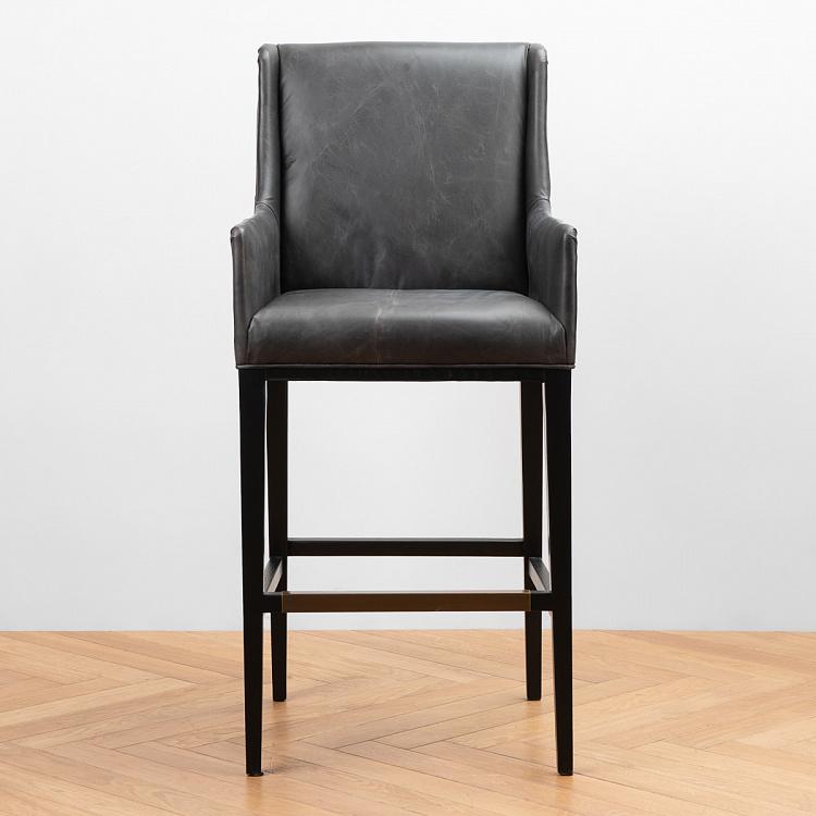 Барный стул с подлокотниками Маргарита, чёрные ножки Margarita Barstool With Arms, Oak Black