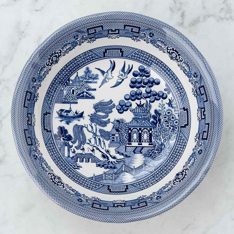 Салатница Голубая ива, L Blue Willow Salad Bowl Large