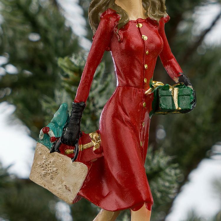 Набор из двух ёлочных игрушек Леди с покупками Set Of 2 Xmas Shopping Ladies 11,5 cm