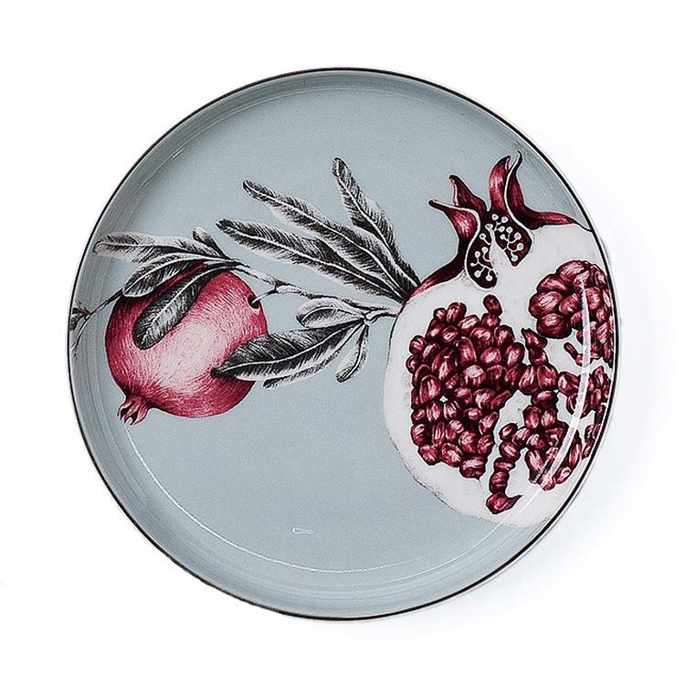Чайная пара с гранатом на блюдце Экзо Exo Tea Cup And Saucer Pomegranate Blue