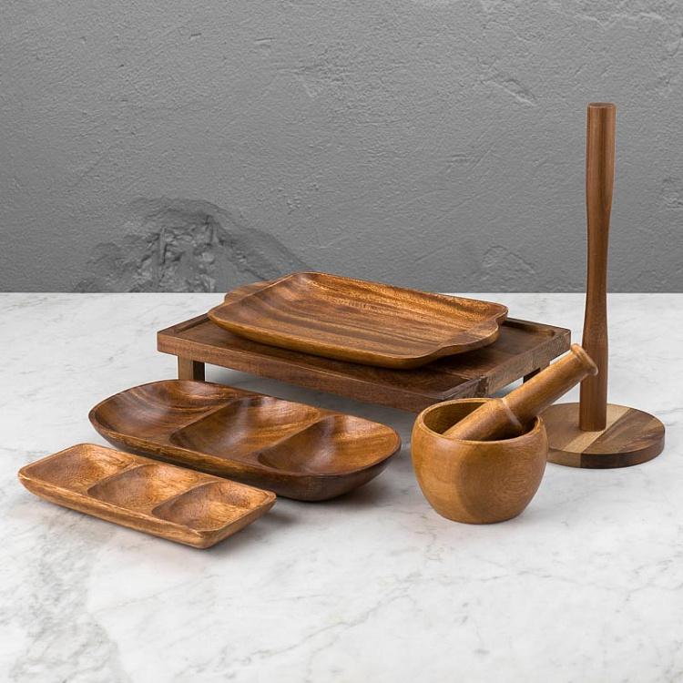 Деревянная овальная менажница Органик Organic 3 Sections Oval Serving Dish