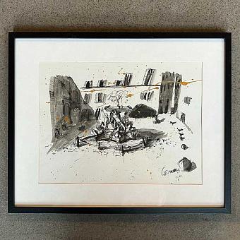 Fontana Delle Tartarughe Drawing With Gold