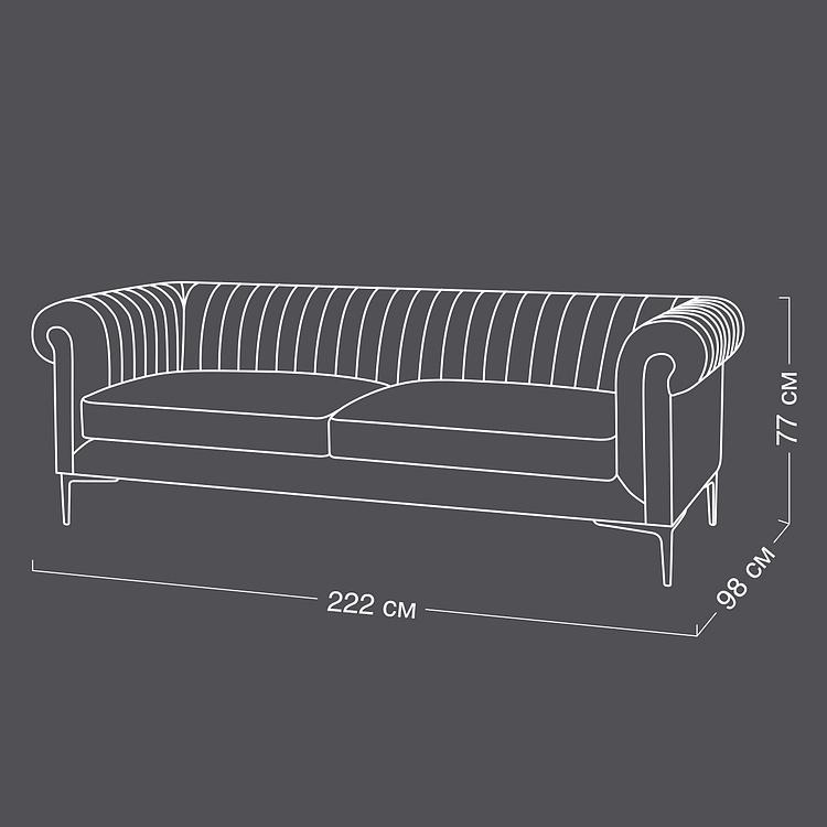 Трёхместный диван Вена Vienna 3 Seater, Black Matt Metal RM