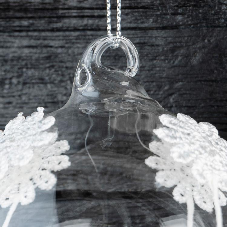 Ёлочный шар c цветочным орнаментом Glass Flower Ball Clear 8 cm