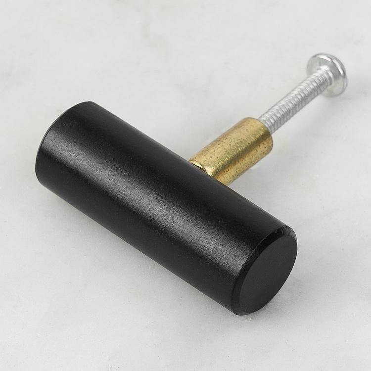 Мебельная цилиндрическая ручка из чёрного камня Round Bar Stone Knob Black