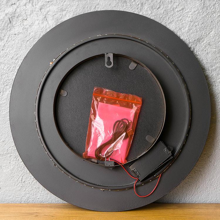 Круглое зеркало с подсветкой в чёрной раме Mirror With Led Light