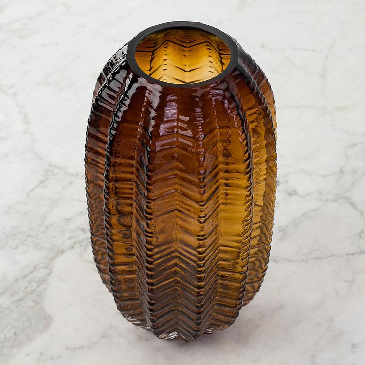 Ваза янтарного цвета Кактус, L Cactus Shape Amber Glass Vase Large