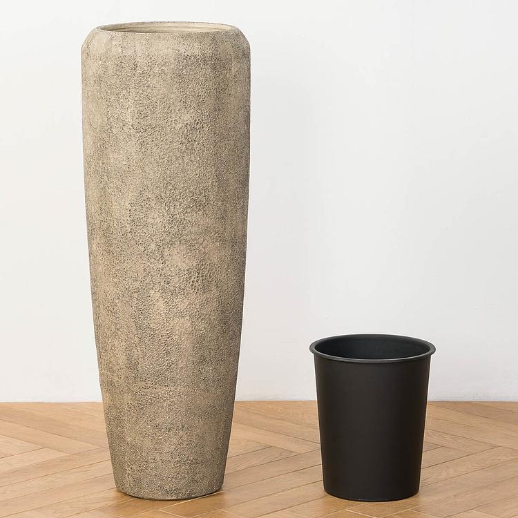 Высокое серо-коричневое кашпо-конус Эффектори Вулкан, L Effectory Volcano High Cone Design Taupe Tuff Large
