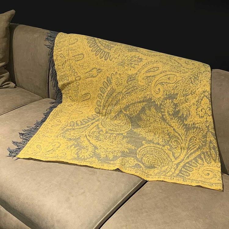 Жёлтый хлопковый плед Магнолия, 130x180 см Magnolia Plaid Yellow 130x180 cm