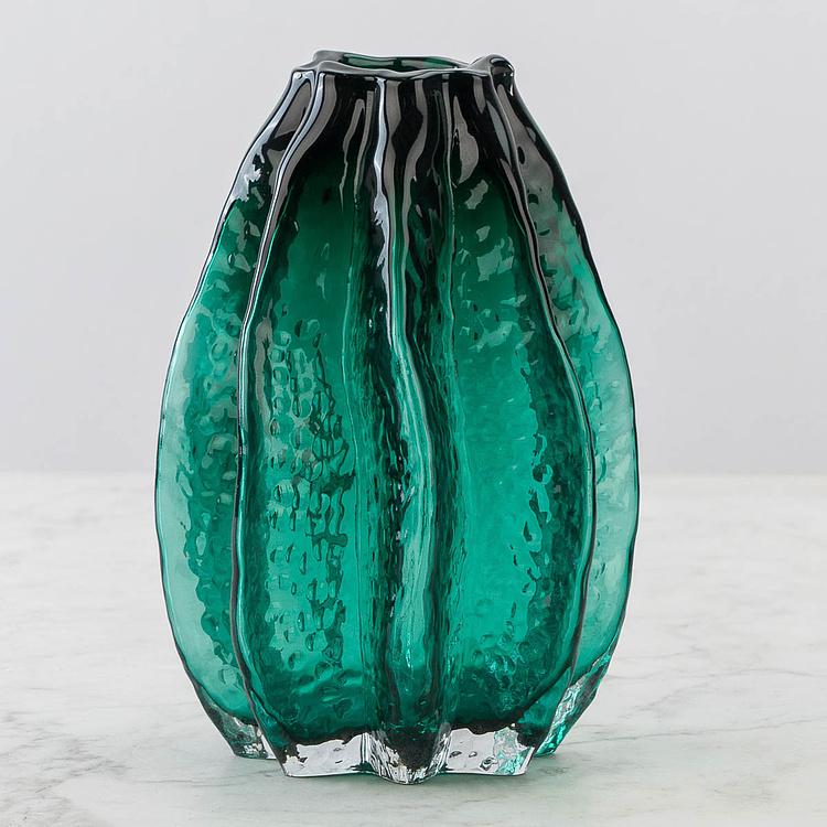 Зелёная ваза Карамбола, S Carambola Shape Coral Green Glass Vase Small