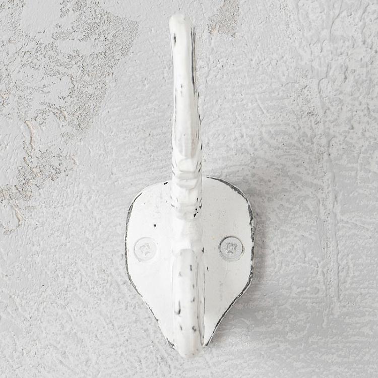 Двухрожковый белый винтажный крючок Vintage Hook White