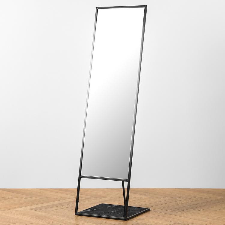 Напольное зеркало на чёрной мраморной подставке Black Marble Base Standing Mirror