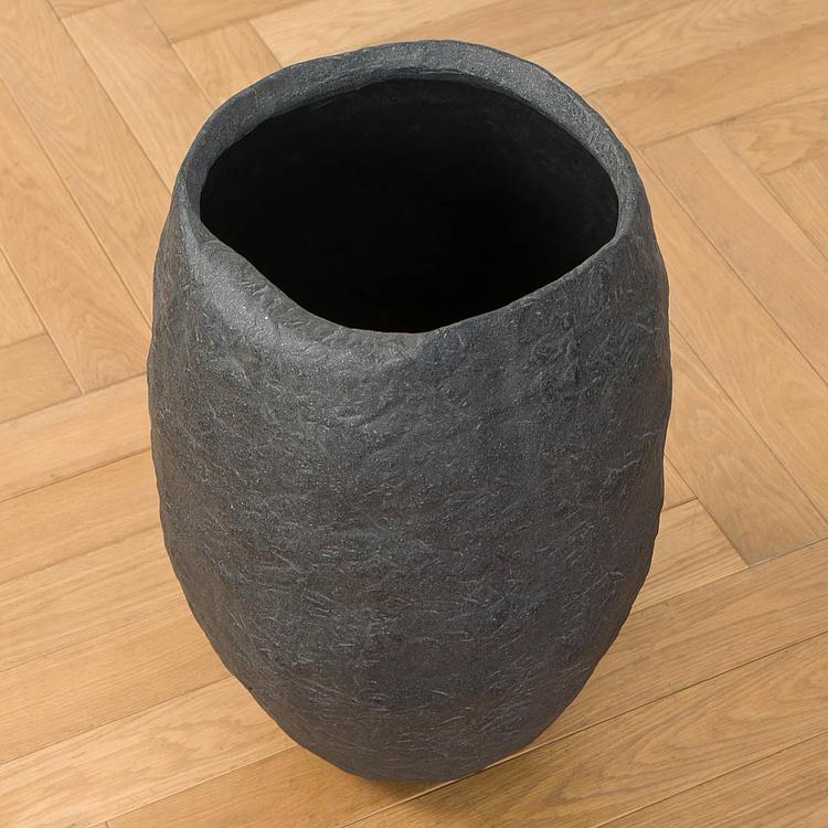 Высокое тёмно-серое кашпо-чаша Эффектори Органик, S Effectory Organic Tall Bowl Dark Gray Small