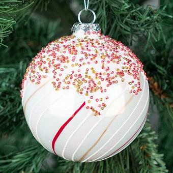 Glass Candy Stripe Ball 1 Pink 8 cm