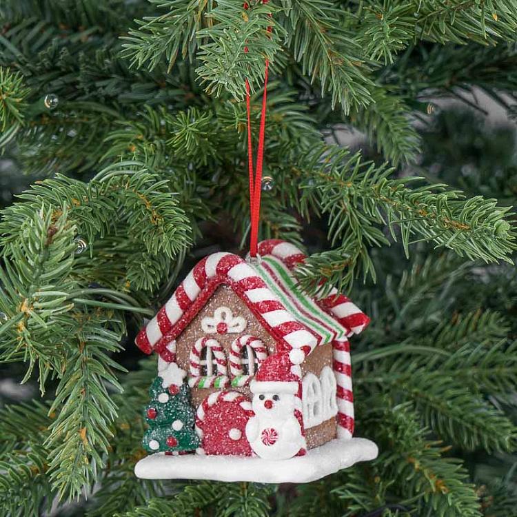 Ёлочная игрушка с led-подсветкой Пряничный домик Gingerbread House Led Light 7 cm
