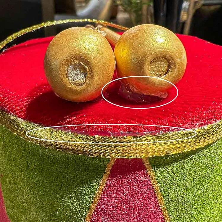 Ёлочная игрушка Красно-зелёный барабан дисконт Red Green Drum 11 cm discount