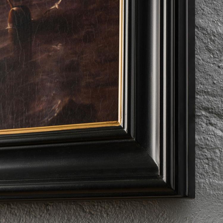 Картина-олеография в чёрно-золотой раме Возвращение на вёслах с припасами Rowing Back With Supplies, ANTB Frame