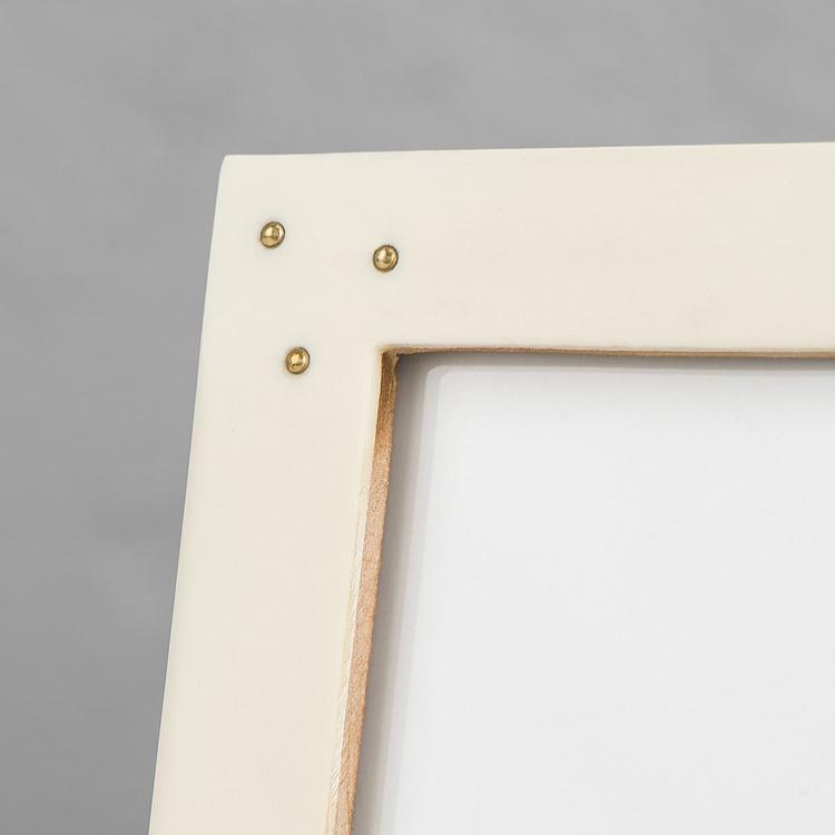 Рамка для фото с золотистыми пусетами, S White Photo Frame With Stud Small