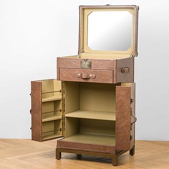 Барный шкаф-сундук Voyage Chest Sideboard RM натуральная кожа Brown Franco