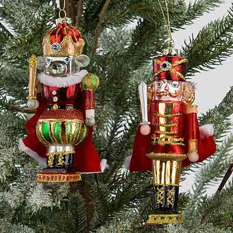 Set Of 2 Glass Mouse King And Nutcracker 16,5 cm