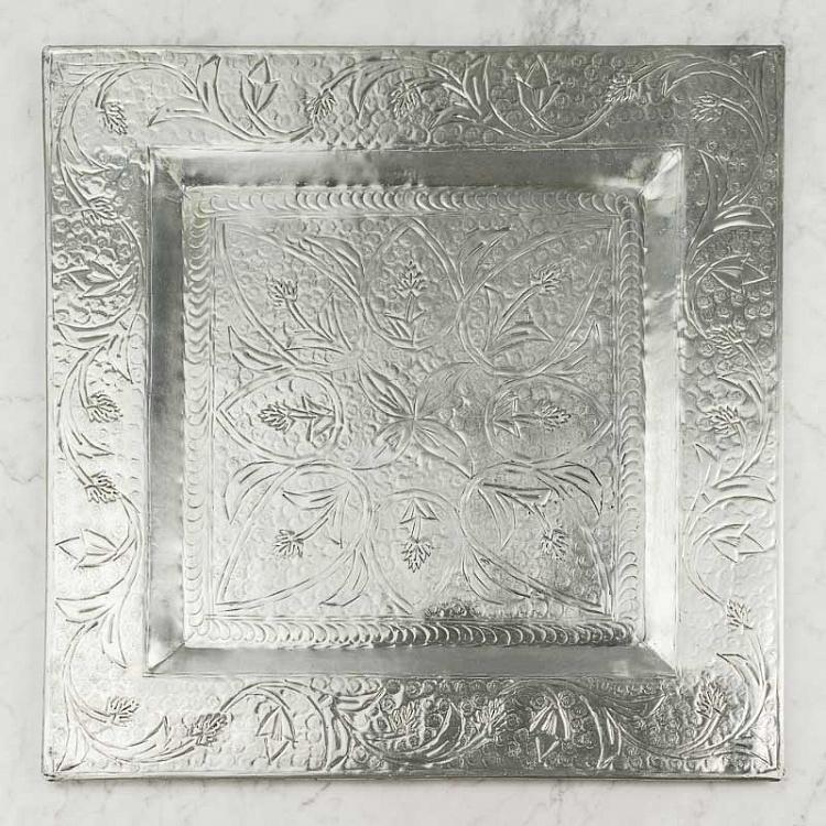 Поднос квадратный серебристый, L Tray Square Silver Large