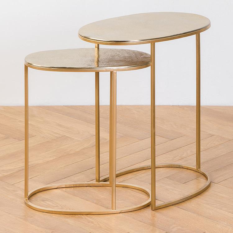 Комплект из двух журнальных столиков золотистого цвета Set Of 2 Side Tables Gold