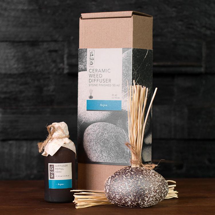 Аромадиффузор набор Камень Вода (палочки, жидкость, камень), 50 мл Diffuser Stone Aqua 50 ml