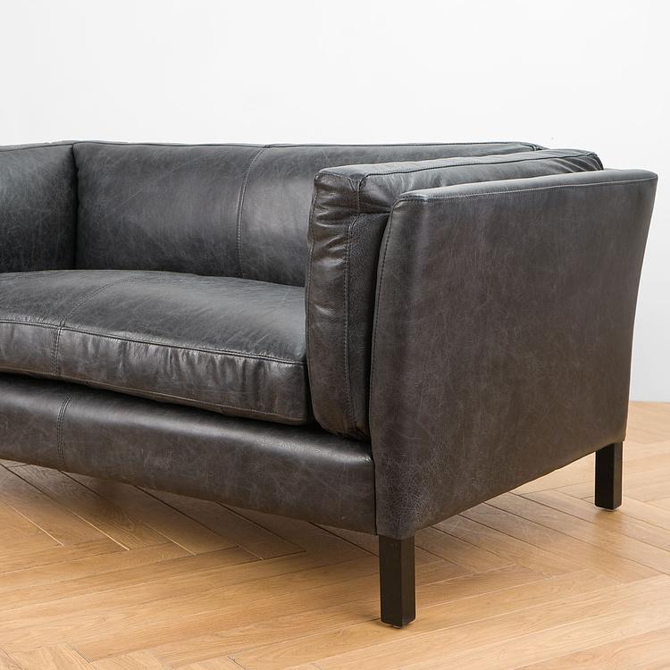 Двухместный диван Томми, чёрные ножки Tommy 2 Seater, Black Wood D