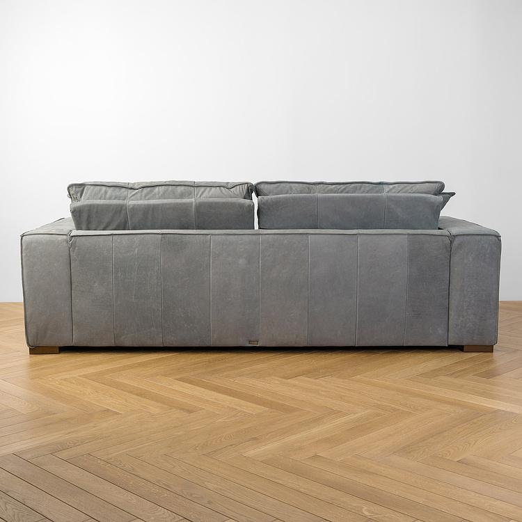 Трёхместный кожаный диван Сити, ножки цвета латуни City 3 Seater, Brass Metal Leather RM