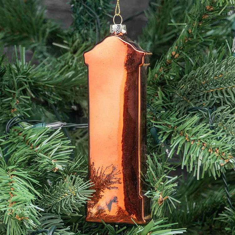 Ёлочная игрушка Дедушкины часы Glass Grandfather Clock Brown/Gold 15,5 cm