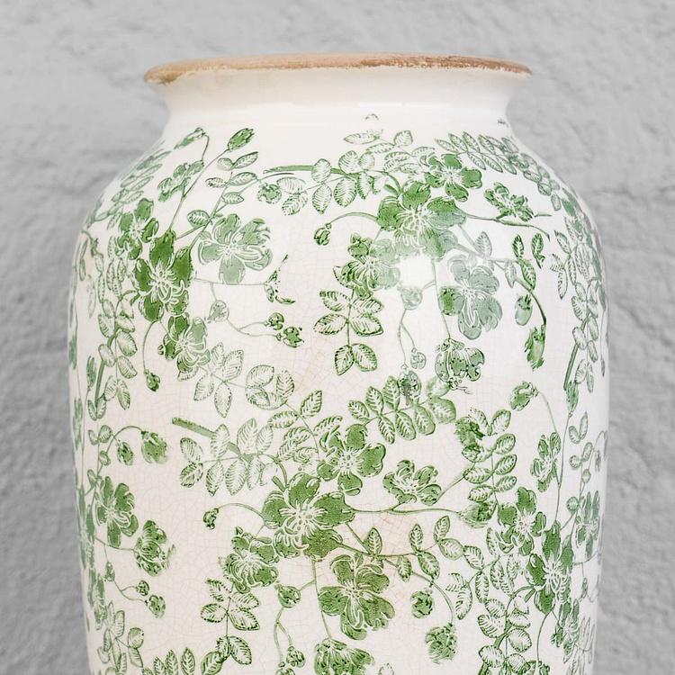 Ваза с узором из зелёных цветов, L Flower Vase Large Green