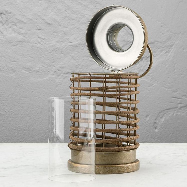 Подсвечник из состаренного металла в виде фонаря Aged Copper Metal Lantern