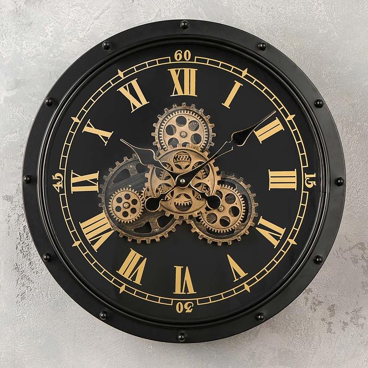 Настенные часы Индастриал Антик с шестерёнками Industrial Antique Look Wall Clock With Gears