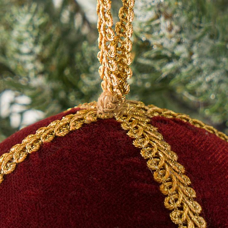 Ёлочная игрушка Бордовый шар с пчелой из бисера Beads Bee Ball Burgundy 9 cm