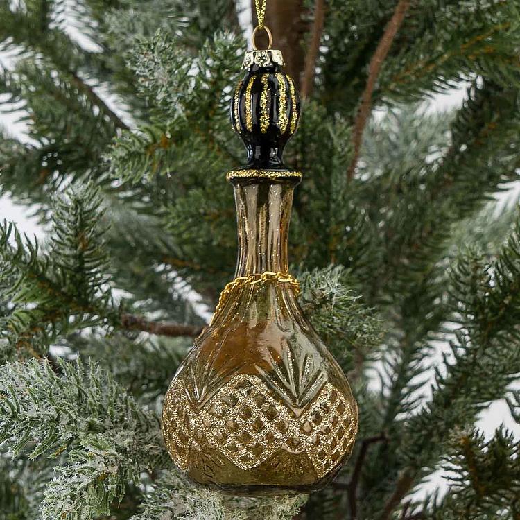 Набор из двух ёлочных игрушек Шотландский виски и водка Set Of 2 Glass Scotch Whisky Vodka Bottles Gold 14 cm