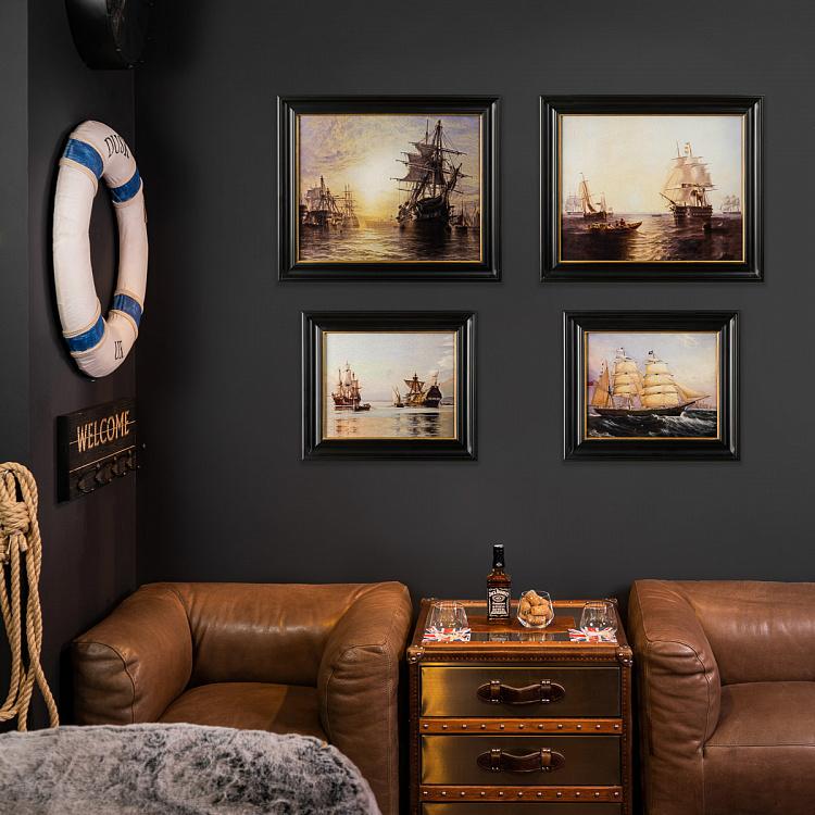 Картина-олеография в чёрной с золотом раме Деревянные стены Англии Englands Wooden Walls, ANTB Frame